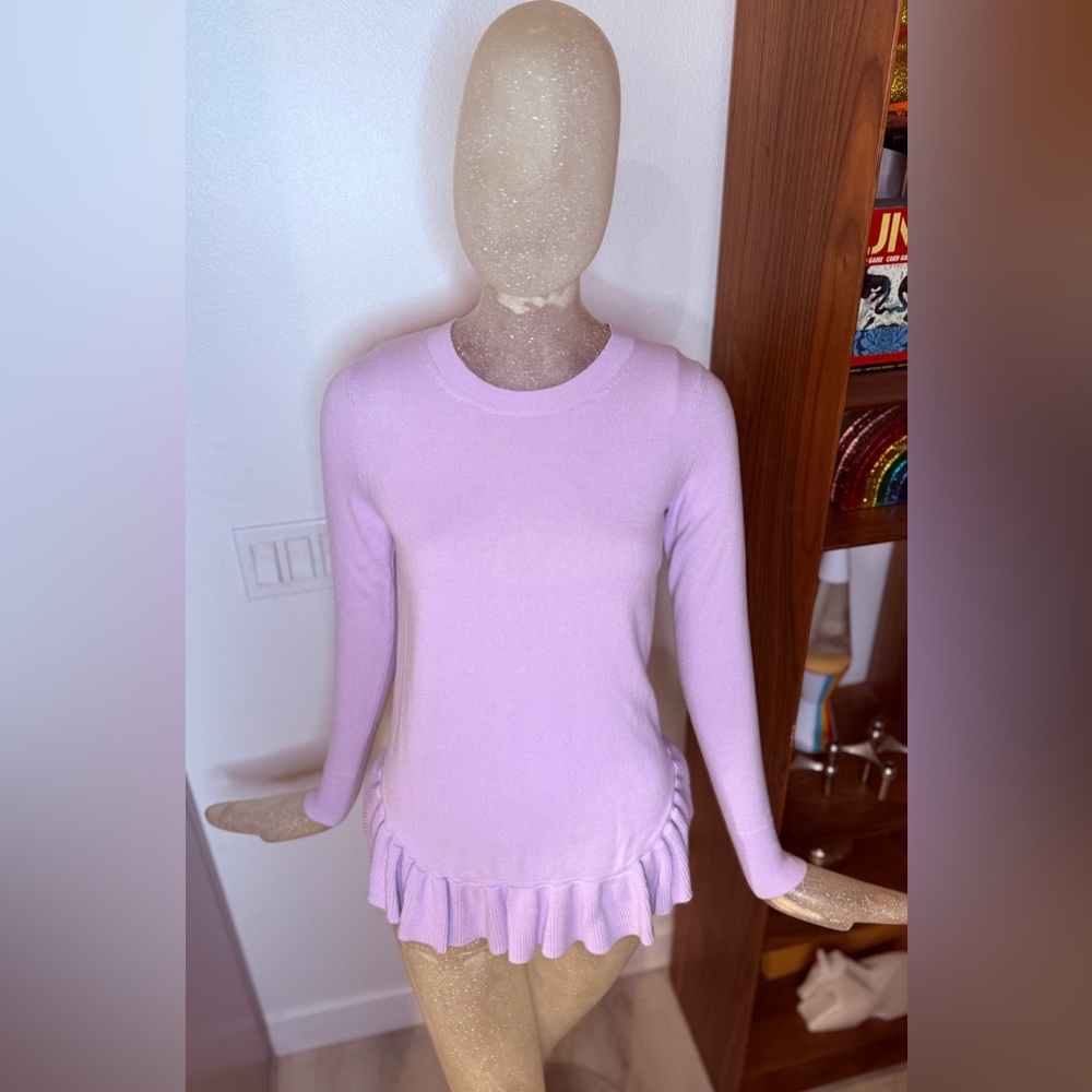 Lilly Pulitzer Estela Light Purple Long Sleeve Sweater w/ Ruffles. Size XSmall
